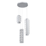 Tessera Round Multi Light Pendant - Classic Silver / Tessera Wave Cast Glass