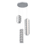 Tessera Round Multi Light Pendant - Classic Silver / Light Oak / Tessera Wave Cast Glass