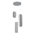 Tessera Round Multi Light Pendant - Classic Silver / Dark Oak / Tessera Wave Cast Glass