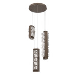 Tessera Round Multi Light Pendant - Flat Bronze / Tessera Facet Cast Glass