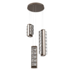 Tessera Round Multi Light Pendant - Flat Bronze / Light Oak / Tessera Orb Cast Glass