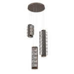 Tessera Round Multi Light Pendant - Flat Bronze / Dark Oak / Tessera Orb Cast Glass