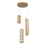 Tessera Round Multi Light Pendant - Gilded Brass / Tessera Pave Cast Glass
