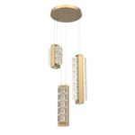 Tessera Round Multi Light Pendant - Gilded Brass / Tessera Wave Cast Glass