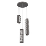 Tessera Round Multi Light Pendant - Graphite / Tessera Facet Cast Glass