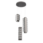 Tessera Round Multi Light Pendant - Graphite / Light Oak / Tessera Orb Cast Glass