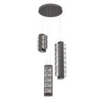 Tessera Round Multi Light Pendant - Graphite / Dark Oak / Tessera Orb Cast Glass