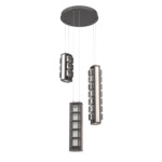 Tessera Round Multi Light Pendant - Graphite / Light Oak / Tessera Pave Cast Glass