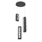 Tessera Round Multi Light Pendant - Matte Black / Tessera Tetro Cast Glass