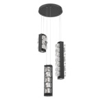 Tessera Round Multi Light Pendant - Matte Black / Tessera Facet Cast Glass