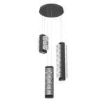 Tessera Round Multi Light Pendant - Matte Black / Tessera Wave Cast Glass