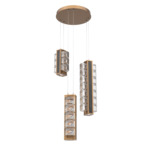 Tessera Round Multi Light Pendant - Novel Brass / Dark Oak / Tessera Orb Cast Glass