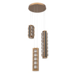 Tessera Round Multi Light Pendant - Novel Brass / Dark Oak / Tessera Pave Cast Glass