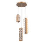 Tessera Round Multi Light Pendant - Novel Brass / Tessera Wave Cast Glass