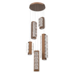 Tessera Round Multi Light Pendant - Burnished Bronze / Tessera Wave Cast Glass