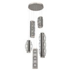 Tessera Round Multi Light Pendant - Beige Silver / Dark Oak / Tessera Tetro Cast Glass
