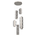 Tessera Round Multi Light Pendant - Beige Silver / Light Oak / Tessera Facet Cast Glass