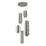 Tessera Round Multi Light Pendant - Beige Silver / Dark Oak / Tessera Orb Cast Glass