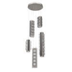Tessera Round Multi Light Pendant - Beige Silver / Dark Oak / Tessera Pave Cast Glass