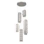 Tessera Round Multi Light Pendant - Beige Silver / Tessera Wave Cast Glass
