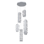 Tessera Round Multi Light Pendant - Classic Silver / Tessera Facet Cast Glass