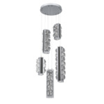 Tessera Round Multi Light Pendant - Classic Silver / Dark Oak / Tessera Facet Cast Glass