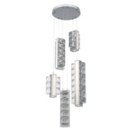 Tessera Round Multi Light Pendant - Classic Silver / Light Oak / Tessera Orb Cast Glass