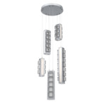Tessera Round Multi Light Pendant - Classic Silver / Light Oak / Tessera Pave Cast Glass