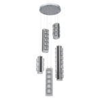 Tessera Round Multi Light Pendant - Classic Silver / Dark Oak / Tessera Pave Cast Glass