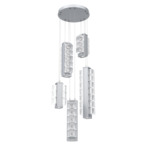 Tessera Round Multi Light Pendant - Classic Silver / Tessera Wave Cast Glass