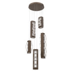 Tessera Round Multi Light Pendant - Flat Bronze / Tessera Tetro Cast Glass