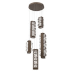 Tessera Round Multi Light Pendant - Flat Bronze / Tessera Facet Cast Glass