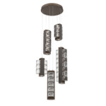 Tessera Round Multi Light Pendant - Flat Bronze / Dark Oak / Tessera Orb Cast Glass