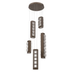 Tessera Round Multi Light Pendant - Flat Bronze / Tessera Pave Cast Glass