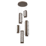 Tessera Round Multi Light Pendant - Flat Bronze / Tessera Wave Cast Glass