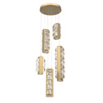 Tessera Round Multi Light Pendant - Gilded Brass / Tessera Facet Cast Glass