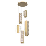 Tessera Round Multi Light Pendant - Gilded Brass / Tessera Orb Cast Glass