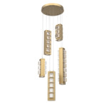 Tessera Round Multi Light Pendant - Gilded Brass / Tessera Pave Cast Glass