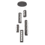 Tessera Round Multi Light Pendant - Graphite / Tessera Tetro Cast Glass