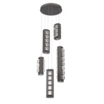 Tessera Round Multi Light Pendant - Graphite / Tessera Pave Cast Glass