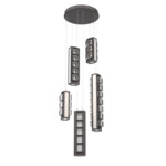 Tessera Round Multi Light Pendant - Graphite / Light Oak / Tessera Pave Cast Glass