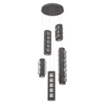 Tessera Round Multi Light Pendant - Graphite / Dark Oak / Tessera Pave Cast Glass