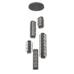 Tessera Round Multi Light Pendant - Graphite / Dark Oak / Tessera Wave Cast Glass