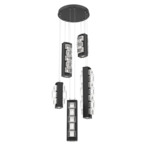 Tessera Round Multi Light Pendant - Matte Black / Tessera Tetro Cast Glass