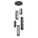 Tessera Round Multi Light Pendant - Matte Black / Tessera Facet Cast Glass