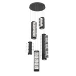 Tessera Round Multi Light Pendant - Matte Black / Tessera Orb Cast Glass