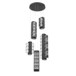 Tessera Round Multi Light Pendant - Matte Black / Dark Oak / Tessera Orb Cast Glass