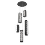 Tessera Round Multi Light Pendant - Matte Black / Tessera Wave Cast Glass