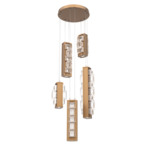 Tessera Round Multi Light Pendant - Novel Brass / Tessera Tetro Cast Glass