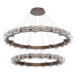 Tessera Two Tier Ring Chandelier - Burnished Bronze / Tessera Tetro Cast Glass